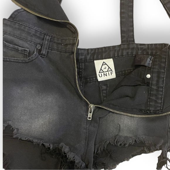 UNIF front zip denim overall shorts - Picture 5 of 7